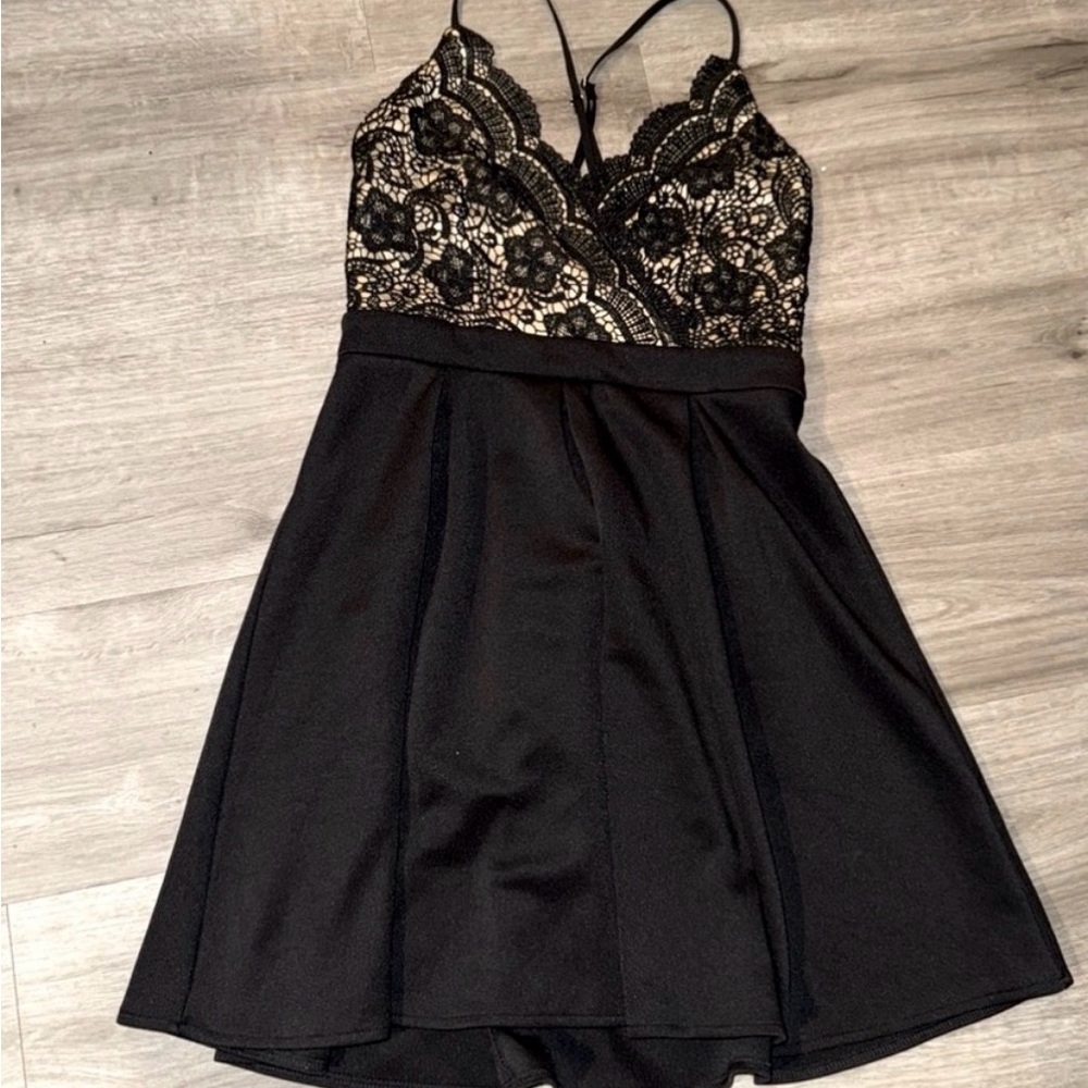 Black Lace Spaghetti Strap Dress